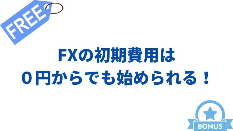 「FXの初期費用は0円からでも始められる！」という見出しの画像です。
