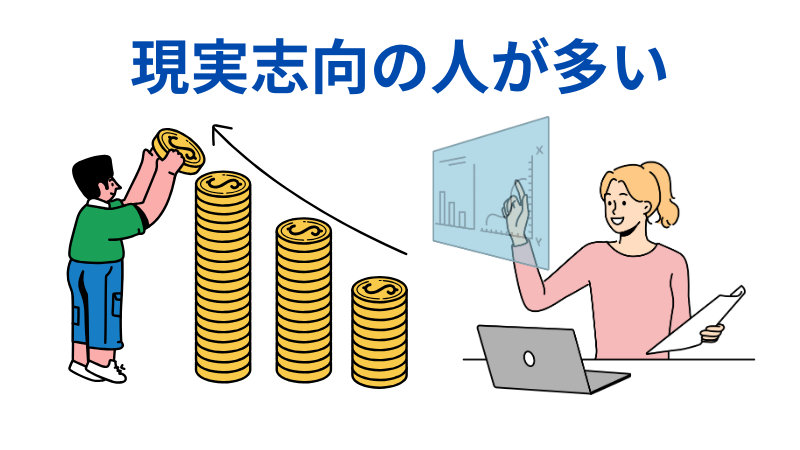 現実志向の人が多いの説明イラスト