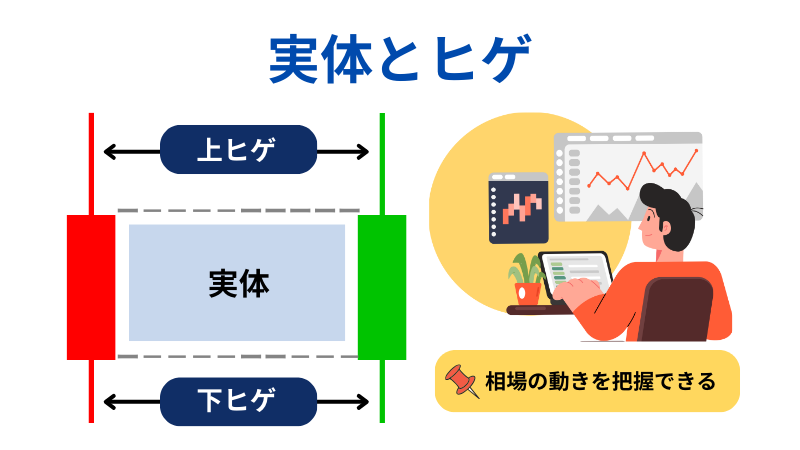 実体とヒゲの説明イラスト