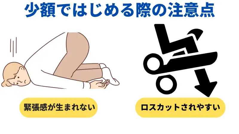 これは少額ではじめる際の注意点を説明した画像です。