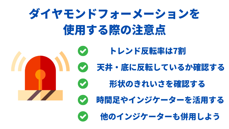 ダイヤモンドフォーメーションを使用する際の注意点は５つ