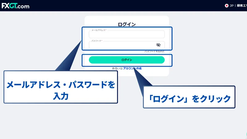 FXGTマイページにログイン