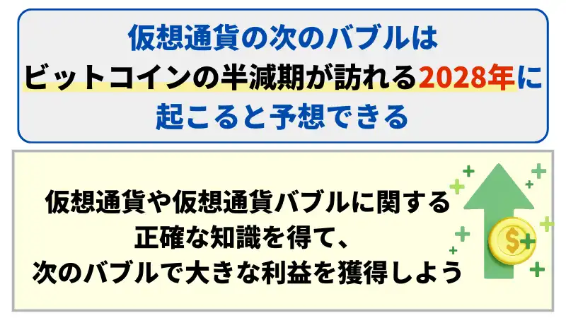 仮想通貨の次のバブルは2028年と予想できるため正確な知識を得て利益を獲得しよう。