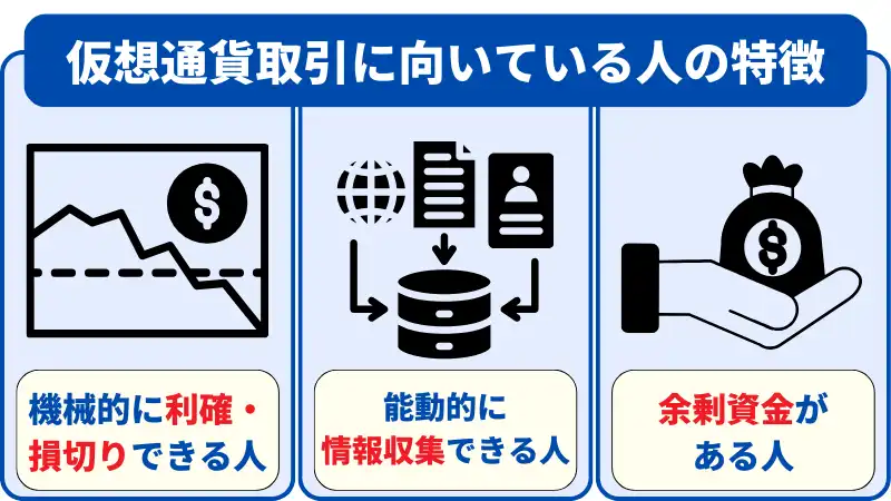 仮想通貨に向いている人の特徴は、3つある。