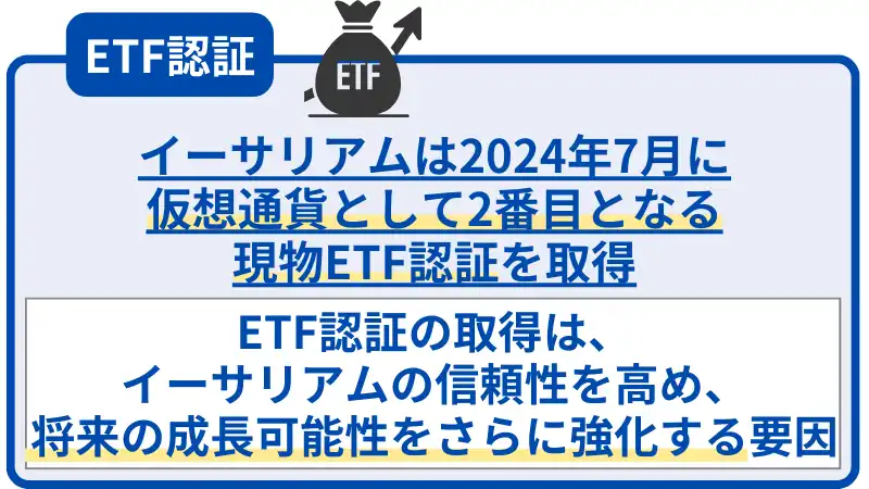 イーサリアムは、ETF認証を取得しているためオワコンではない。