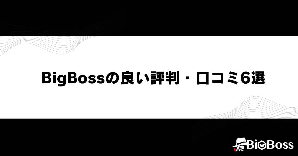 BigBoss(ビッグボス)の良い評判・口コミ6選