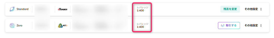 レバレッジを確認する