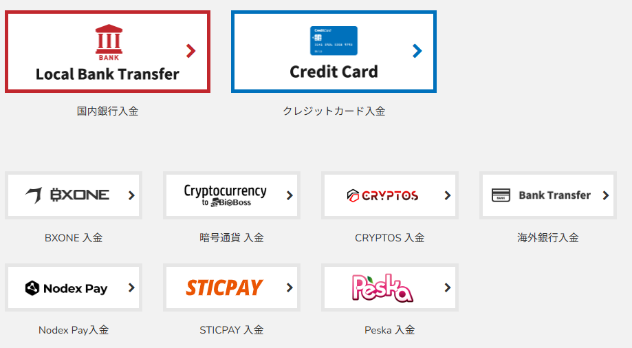 取引口座に資金を入金