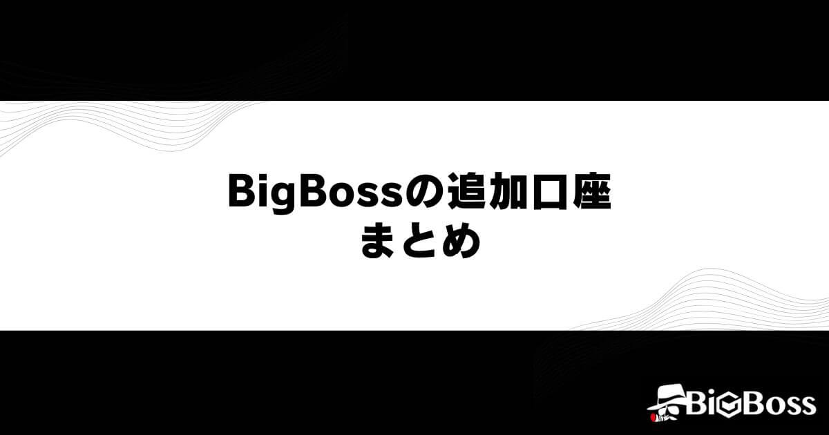 BigBossの追加口座 まとめ