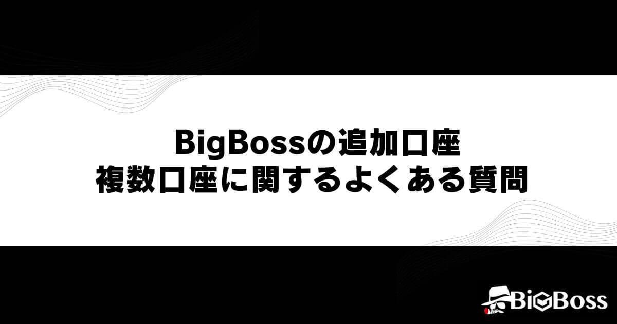 BigBossの追加口座・複数口座に関するよくある質問