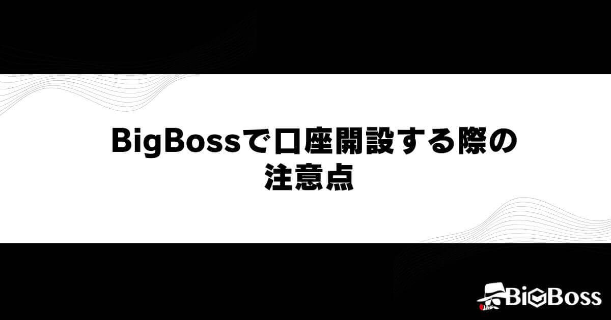 BigBossで口座開設する際の注意点