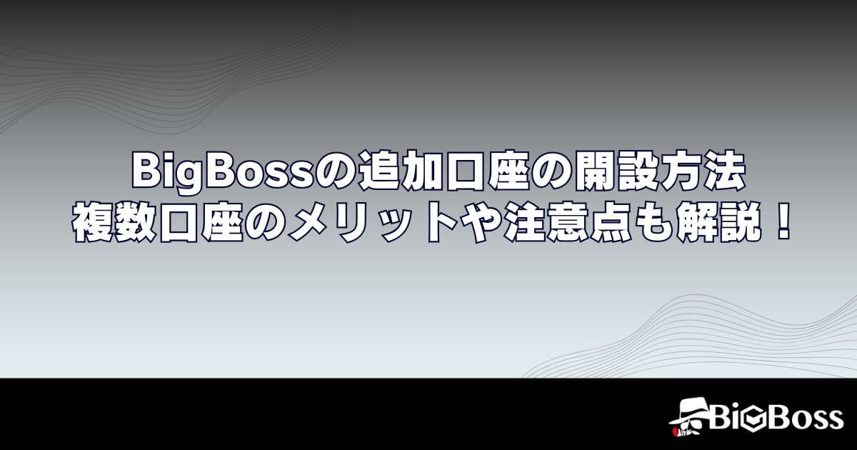 BigBoss（ビッグボス）の追加口座の開設方法｜複数口座のメリットや注意点も解説！