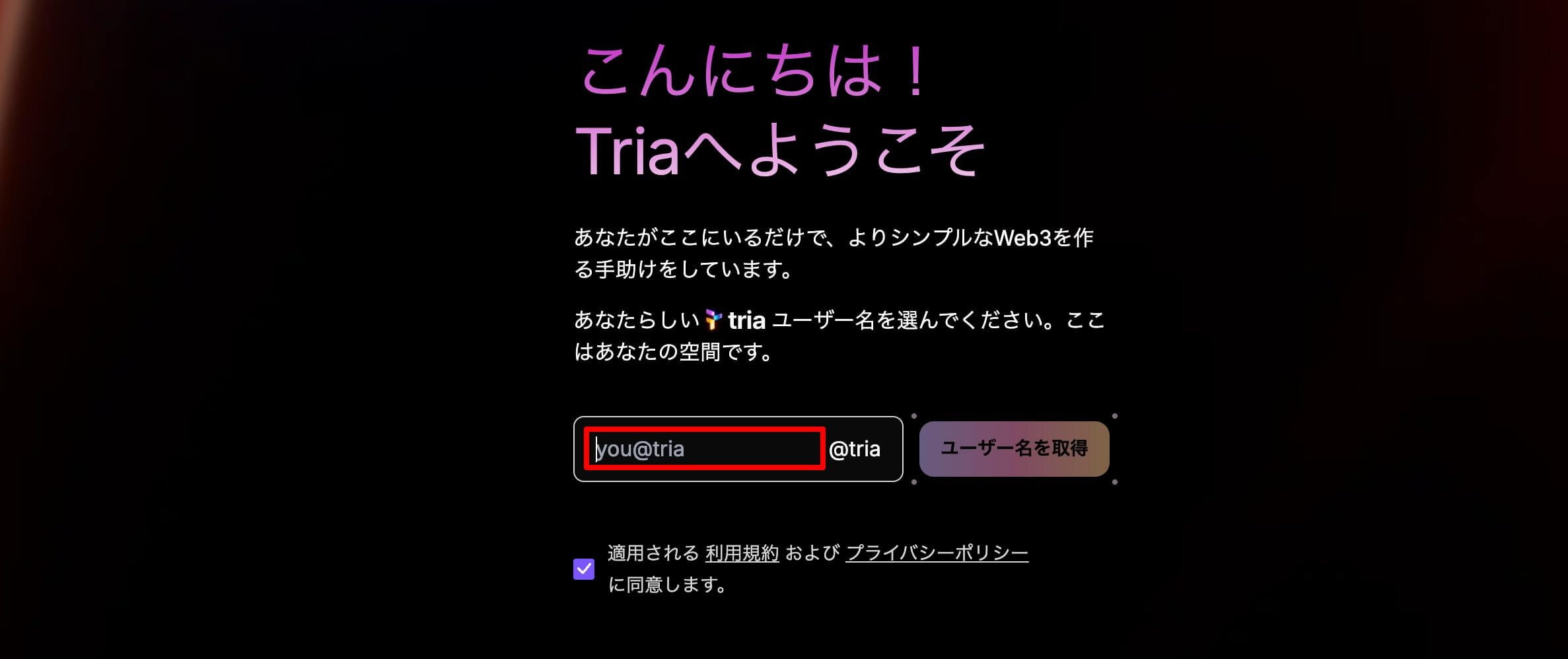 ユーザー名を入力
