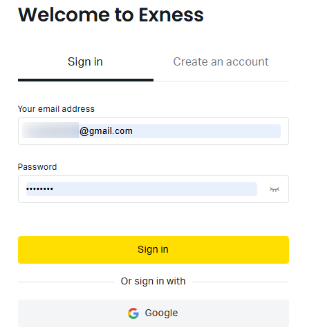 Exnessのパーソナルエリアにログインする