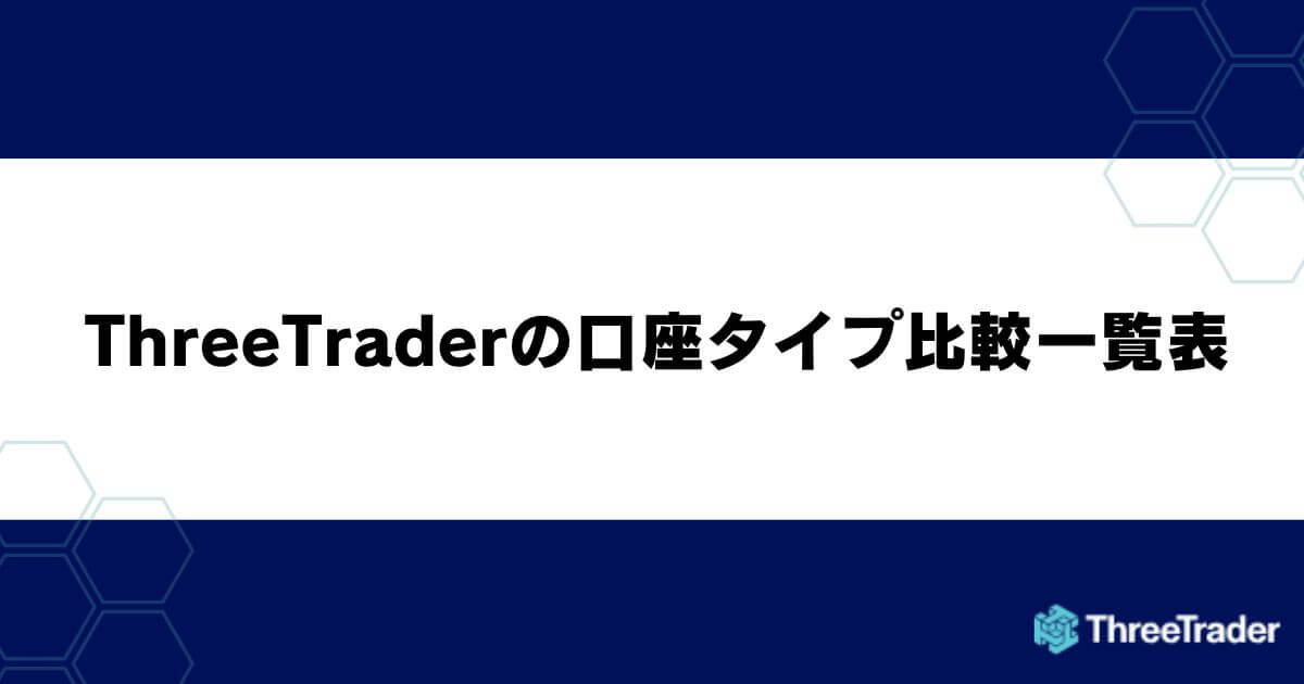 ThreeTraderの口座タイプ比較一覧表